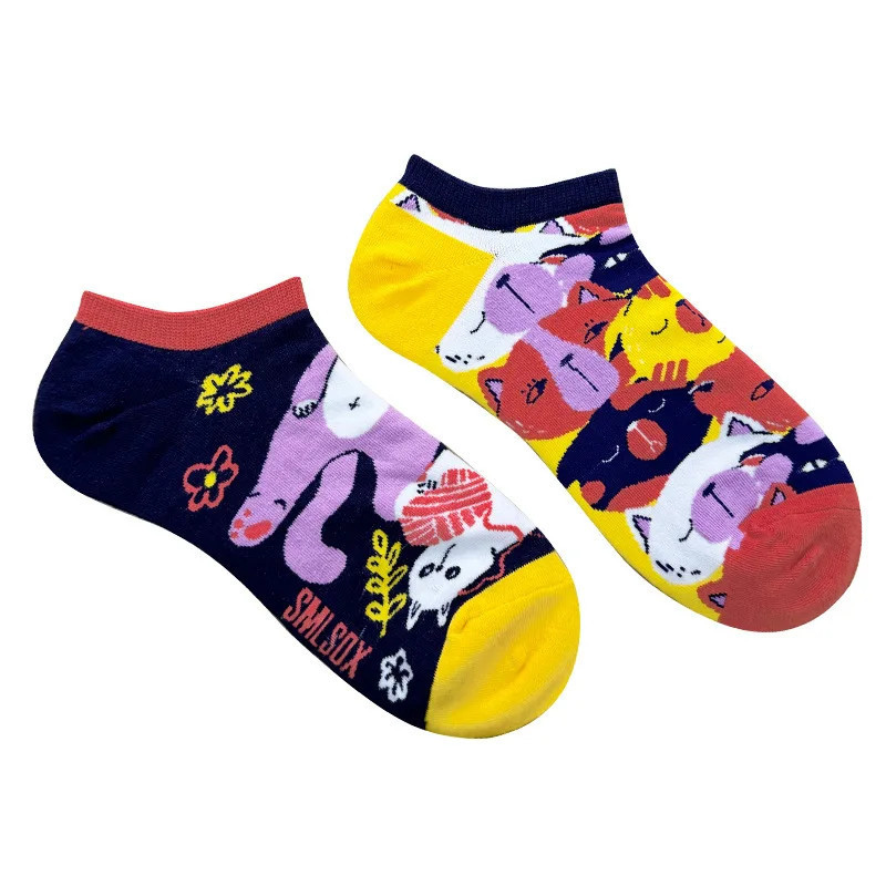 Chaussettes Courtes Colorées en Coton pour Homme et Femme, Animaux, Plantes, Tournesol, Décontracté, Rinçage, Cadeau d'Anniversa