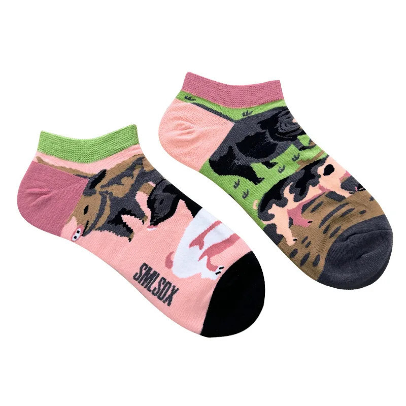 Chaussettes Courtes Colorées en Coton pour Homme et Femme, Animaux, Plantes, Tournesol, Décontracté, Rinçage, Cadeau d'Anniversa