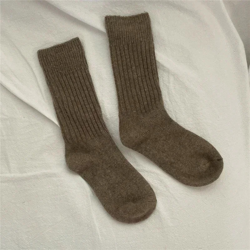 Chaussettes longues thermiques en laine cachemire pour femmes, vêtements d'intérieur pour dormir, chaussettes épaisses et chaude