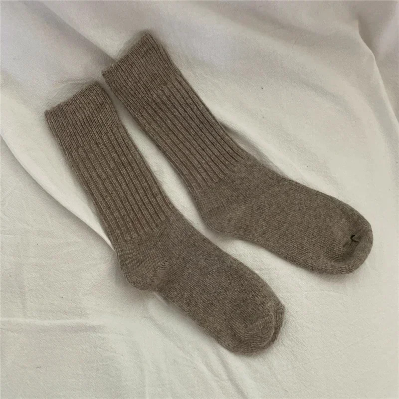 Chaussettes longues thermiques en laine cachemire pour femmes, vêtements d'intérieur pour dormir, chaussettes épaisses et chaude