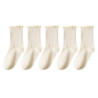 Lot de 5 paires chaussettes femmes en lot chaussettes blanches de chaussettes à volants en coton pour femme, tube moyen, court, 