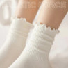 Lot de 5 paires chaussettes femmes en lot chaussettes blanches de chaussettes à volants en coton pour femme, tube moyen, court, 