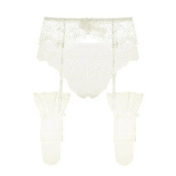 Varsbaby – porte-jarretelles + culotte + bas, sexy, 3 pièces, ceinture en dentelle, noir/crème, blanc/rouge, S M L XL XXL