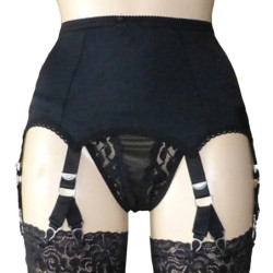 Porte-jarretelles avec bas en dentelle pour femme, vintage, sexy, rétro, taille haute, 6 sangles, 12 griffes, ensemble de linger