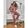 Pyjama monochrome à manches longues pour femmes, ensemble haut et pantalon à revers boutonnés, vêtements de nuit, vêtements de d