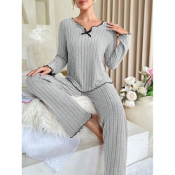 Ensemble de pyjama à manches longues et pantalon long pour femme, vêtements de nuit décontractés, vêtements d'intérieur, vêtemen