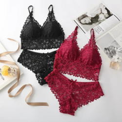 Ensemble de sous-vêtements en dentelle sexy pour femmes, soutien-gorge sans fil sans couture, ensembles de soutien-gorge et culo