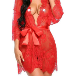 Chemise de nuit en maille transparente pour femmes, nuisette licou, déshabillé transparent, vêtements de nuit sexy, chemise en d