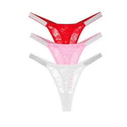 String sexy en dentelle pour femme, sous-vêtement floral, culotte taille basse, deux brillants, string environnemental, conforta