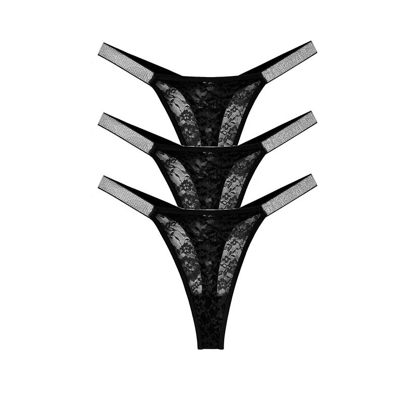 String sexy en dentelle pour femme, sous-vêtement floral, culotte taille basse, deux brillants, string environnemental, conforta