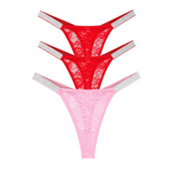 String sexy en dentelle pour femme, sous-vêtement floral, culotte taille basse, deux brillants, string environnemental, conforta