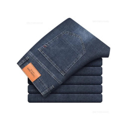 Jeans d'été en coton élastique pour hommes, pantalons droits décontractés, vêtements masculins de marque, gris, confortables, mo