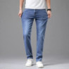 Jeans d'été en coton élastique pour hommes, pantalons droits décontractés, vêtements masculins de marque, gris, confortables, mo