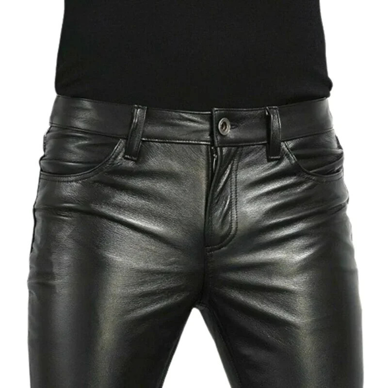 Pantalon en similicuir PU pour homme, coupe slim, style rock, pantalon de danse pour boîte de nuit, moto, mode, choix, fjny