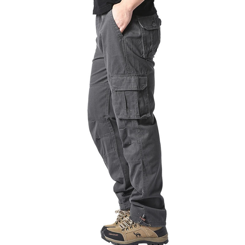 Salopette à grandes poches pour homme, pantalon de jogging, pantalon de travail décontracté, pur coton, taille élastique, sports