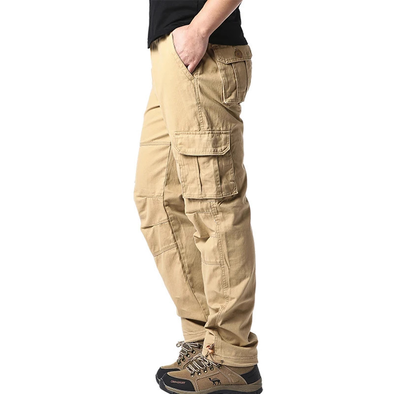 Salopette à grandes poches pour homme, pantalon de jogging, pantalon de travail décontracté, pur coton, taille élastique, sports