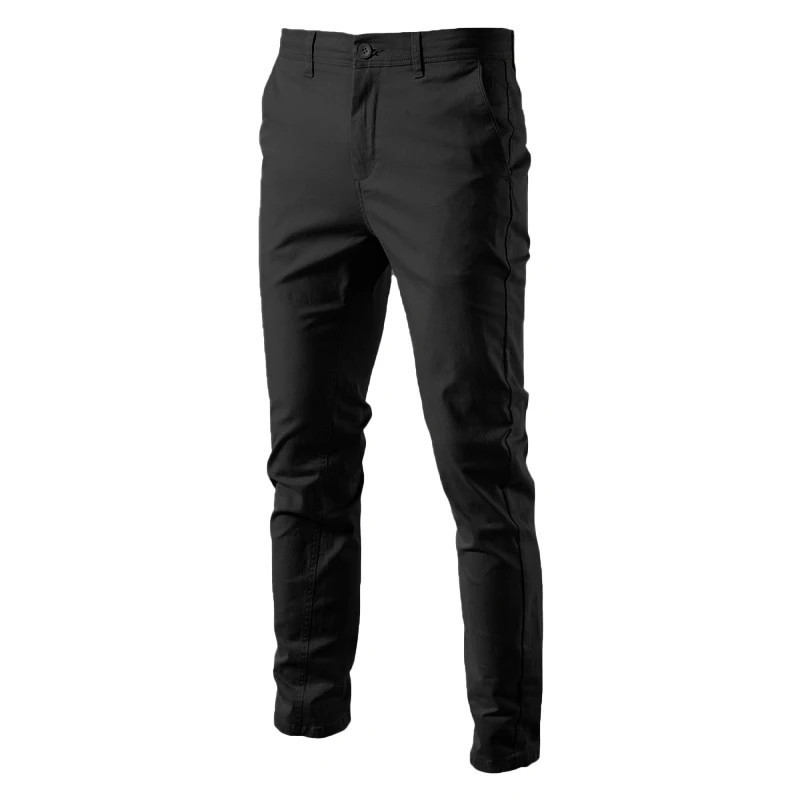 AIOPESON coton décontracté Hommes Pantalons Couleur unie Coupe ajustée Pantalons pour hommes Nouveau Printemps Automne Haute qu