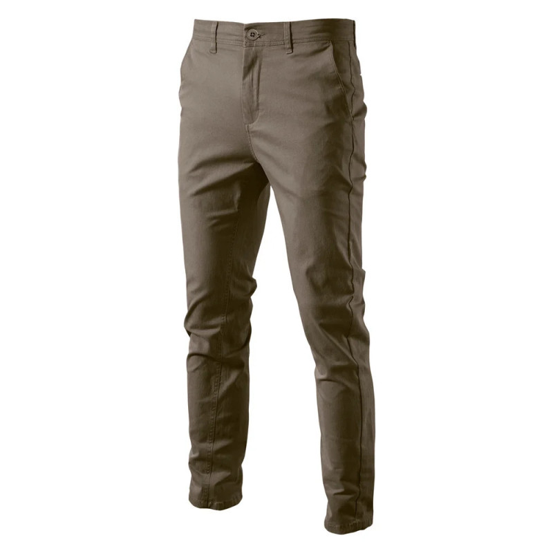 AIOPESON coton décontracté Hommes Pantalons Couleur unie Coupe ajustée Pantalons pour hommes Nouveau Printemps Automne Haute qu