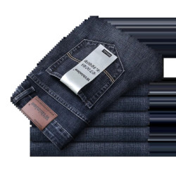 Wthinlee-Jean droit décontracté pour hommes, bleu, noir, mode classique, travail, denim, vêtements de marque FJMale, affaires, n