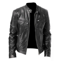 Blouson d'automne en cuir PU homme, slim, coupe-vent, décontracté, à la mode, moto, 2024