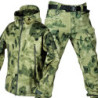 Ensemble de manteau épaissi en peluche camouflage extérieur, peau de requin, haut de course, motif de logo de manchette non incl