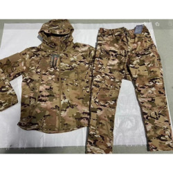 Ensemble de manteau épaissi en peluche camouflage extérieur, peau de requin, haut de course, motif de logo de manchette non incl