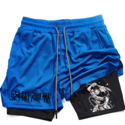 Short de sport 2 en 1 en maille imprimée Toji pour homme, short de performance anime, pantalon court décontracté, entraînement, 