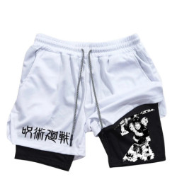 Short de sport 2 en 1 en maille imprimée Toji pour homme, short de performance anime, pantalon court décontracté, entraînement, 