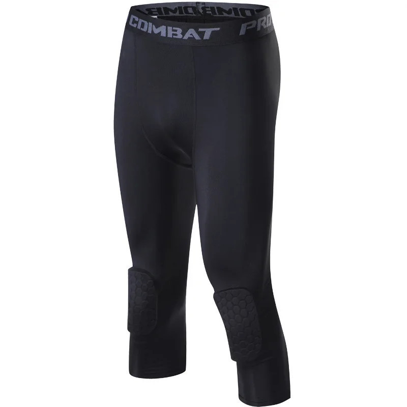 Pantalon de sport court rembourré pour homme, leggings de course, jogging, élastique, compression, pantalon de survêtement, foot