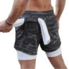 Short de sport à double pont 2 en 1 pour homme, pantalon court de course, gym, fitness, entraînement, jogging, vêtements astrono