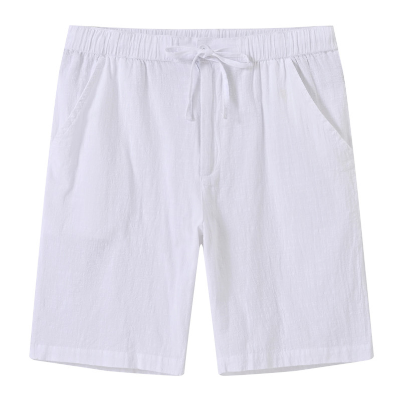 Shorts en coton et lin pour hommes, shorts respirants de style hawaïen pour les vacances à la plage, streetwear solide pour docu