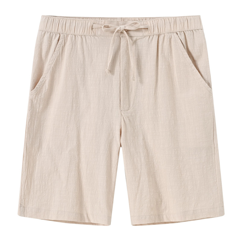 Shorts en coton et lin pour hommes, shorts respirants de style hawaïen pour les vacances à la plage, streetwear solide pour docu