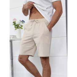 Shorts en coton et lin pour hommes, shorts respirants de style hawaïen pour les vacances à la plage, streetwear solide pour docu