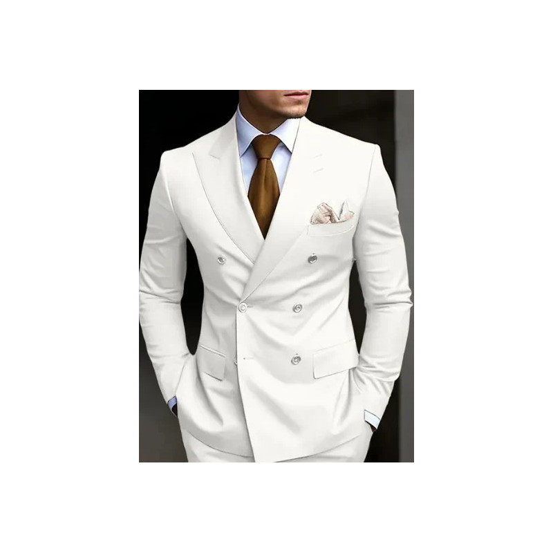 Costumes à double boutonnage pour hommes, blazer formel à revers pointu, coupe couvertes, veste sur mesure, pantalon 2 pièces, m