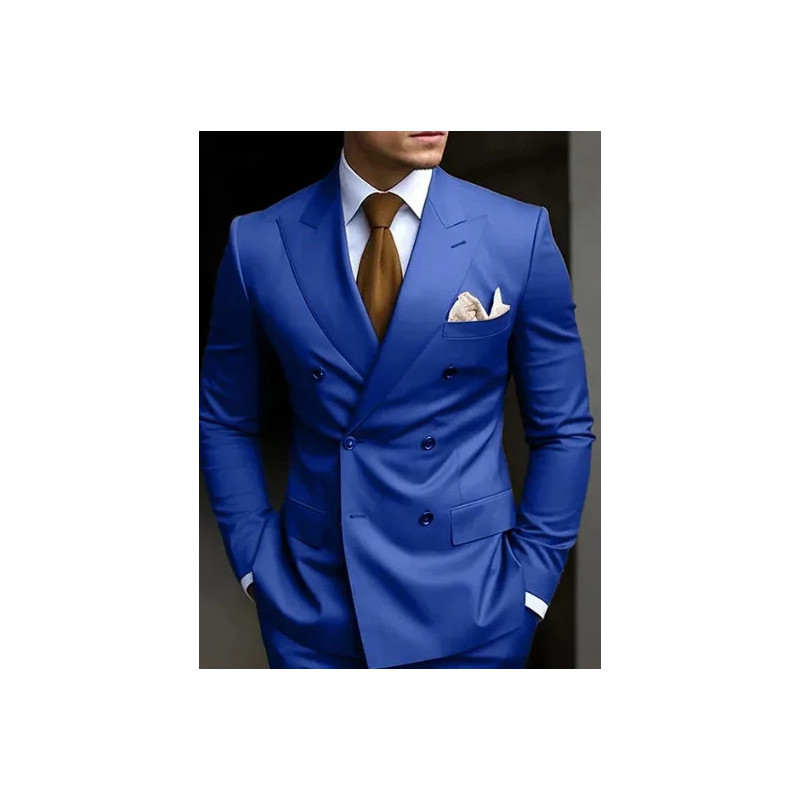 Costumes à double boutonnage pour hommes, blazer formel à revers pointu, coupe couvertes, veste sur mesure, pantalon 2 pièces, m