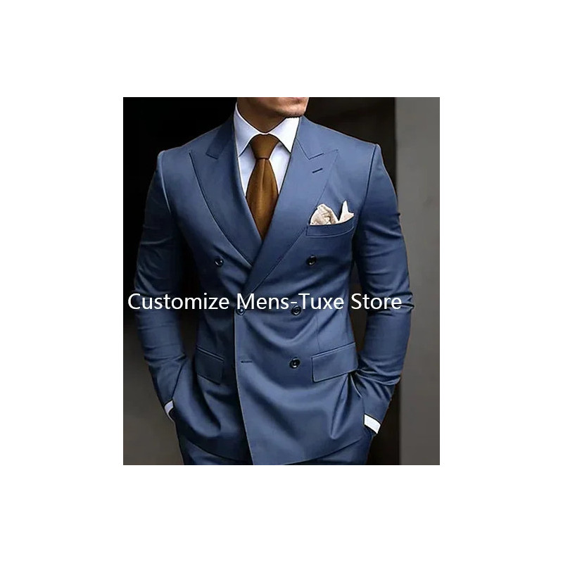 Costumes à double boutonnage pour hommes, blazer formel à revers pointu, coupe couvertes, veste sur mesure, pantalon 2 pièces, m