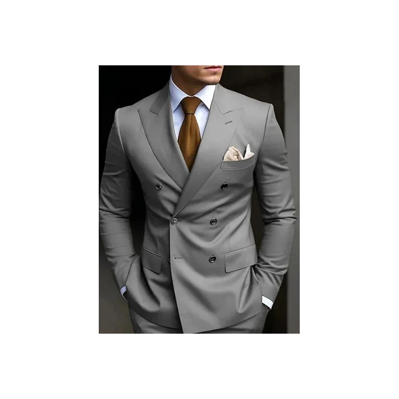 Costumes à double boutonnage pour hommes, blazer formel à revers pointu, coupe couvertes, veste sur mesure, pantalon 2 pièces, m