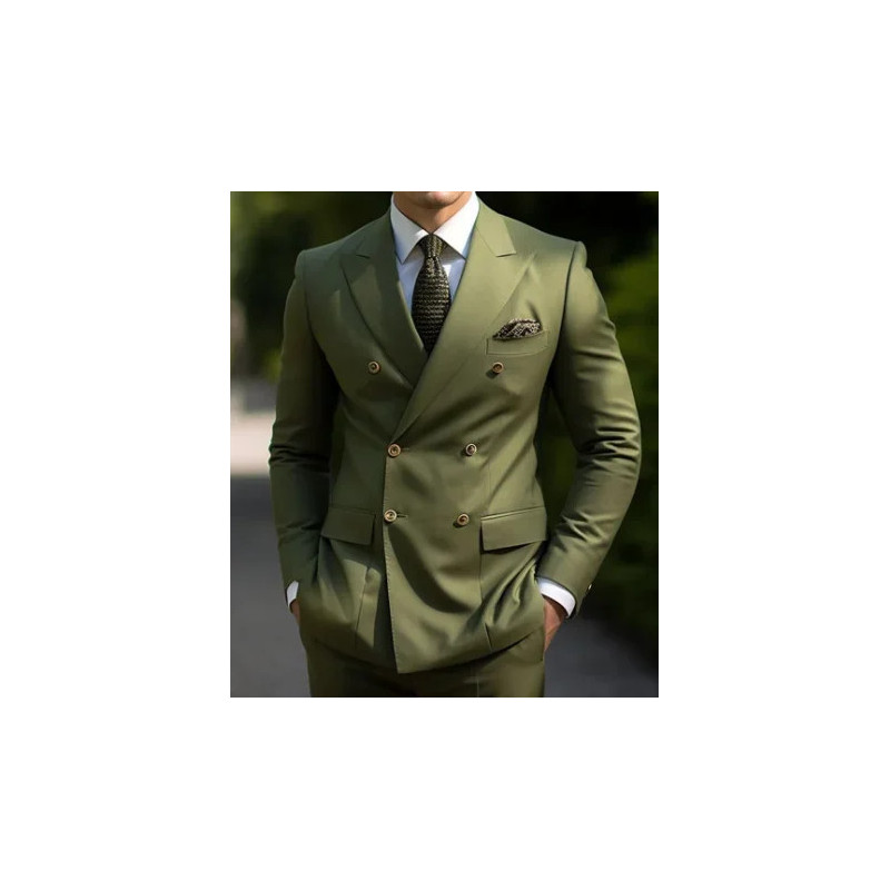 Costumes à double boutonnage pour hommes, blazer formel à revers pointu, coupe couvertes, veste sur mesure, pantalon 2 pièces, m