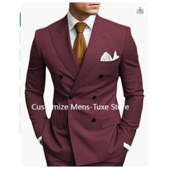 Costumes à double boutonnage pour hommes, blazer formel à revers pointu, coupe couvertes, veste sur mesure, pantalon 2 pièces, m