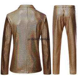 Costumes de Rhde scène pour hommes, veste et pantalon à paillettes à carreaux arc-en-ciel brillants, costume de festival de dans