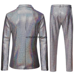 Costumes de Rhde scène pour hommes, veste et pantalon à paillettes à carreaux arc-en-ciel brillants, costume de festival de dans