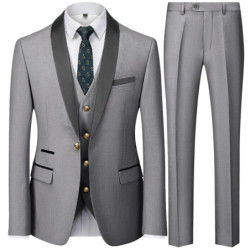 Costume de luxe pour hommes, smoking à coupe régulière, veste imbibée GroomTIME, pantalon blazers en émail FJPlus, vêtements de 