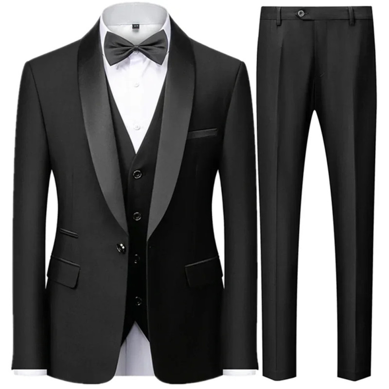 Costume de luxe pour hommes, smoking à coupe régulière, veste imbibée GroomTIME, pantalon blazers en émail FJPlus, vêtements de 