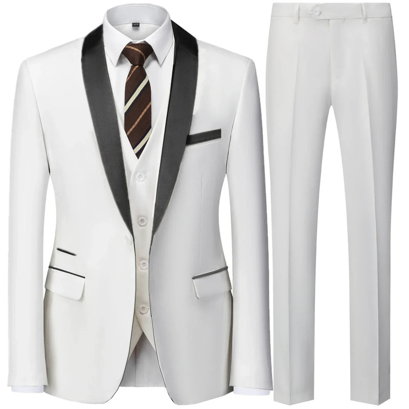 Costume de luxe pour hommes, smoking à coupe régulière, veste imbibée GroomTIME, pantalon blazers en émail FJPlus, vêtements de 