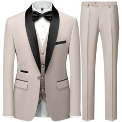 Costume de luxe pour hommes, smoking à coupe régulière, veste imbibée GroomTIME, pantalon blazers en émail FJPlus, vêtements de 