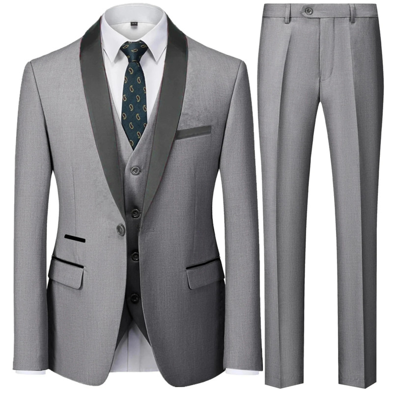 Costume de luxe pour hommes, smoking à coupe régulière, veste imbibée GroomTIME, pantalon blazers en émail FJPlus, vêtements de 