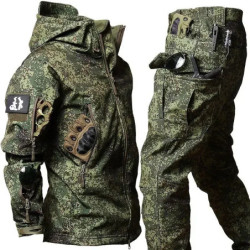 Uniforme de chasse camouflage épais pour hommes, DulSet à coque souple, coupe-vent, imperméable, chaud, trempée, multi-poches, h