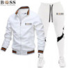 BSS FLEXX APPAREL-Ensemble de survêtement pour homme, sweat-shirt et pantalon de protection, fermeture éclair, col montant, spor