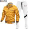 BSS FLEXX APPAREL-Ensemble de survêtement pour homme, sweat-shirt et pantalon de protection, fermeture éclair, col montant, spor