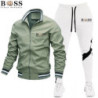 BSS FLEXX APPAREL-Ensemble de survêtement pour homme, sweat-shirt et pantalon de protection, fermeture éclair, col montant, spor